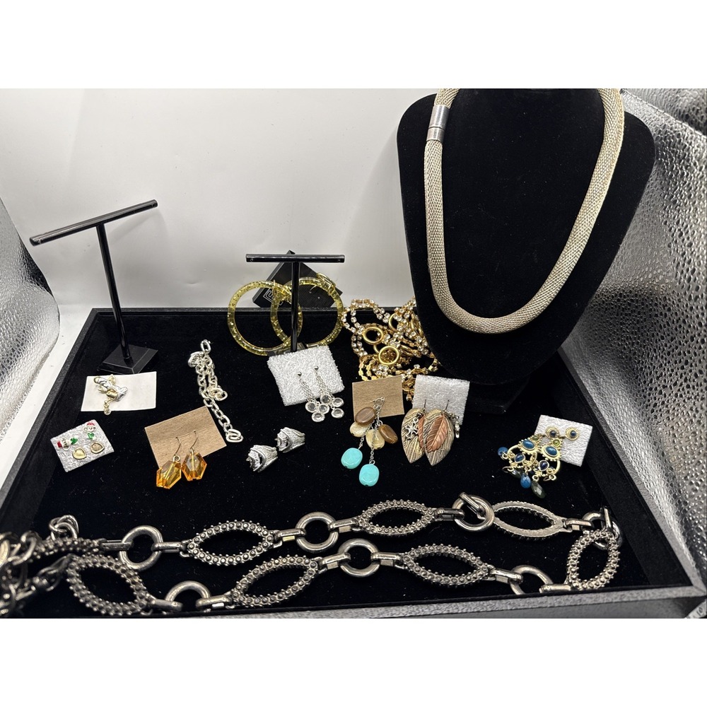 Vintage Lot of 11 Necklaces, Earrings, Brooches